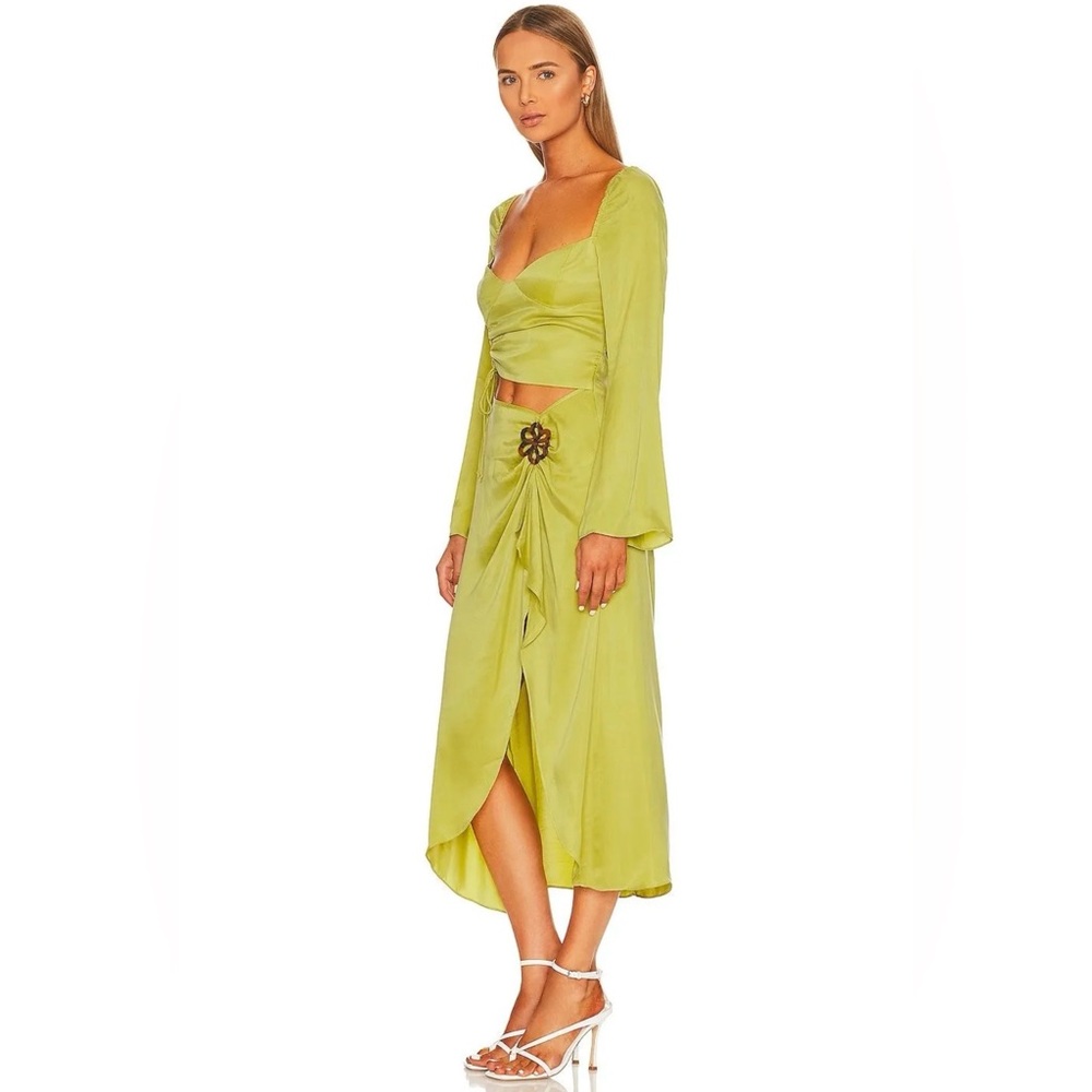 For Love & Lemons Allie Green Cutout Midi Dress Set Size XS NWT - Picture 3 of 4